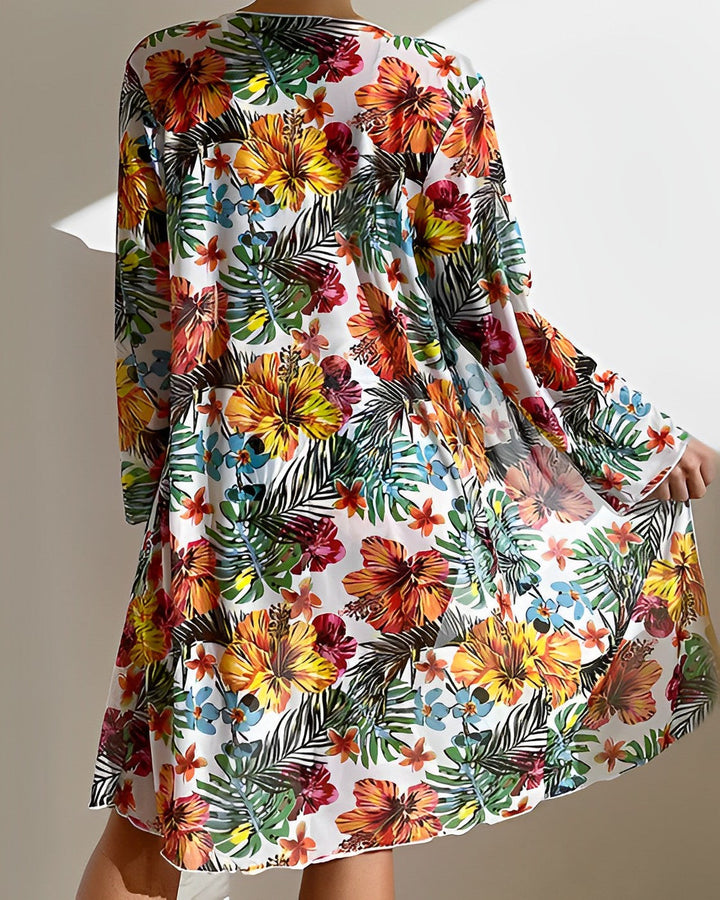 Floriana™ - Tropical Print Bikini Set with Cover-Up