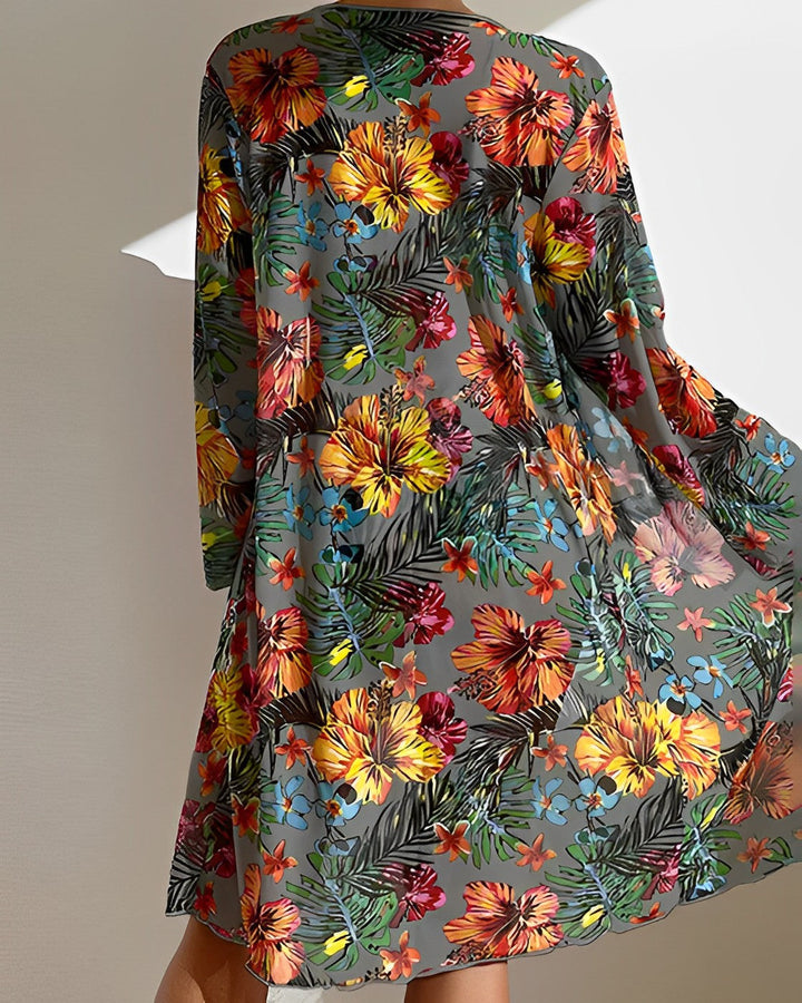 Floriana™ - Tropical Print Bikini Set with Cover-Up