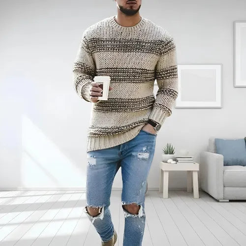 Daxon™ – Striped Chunky Knit Sweater