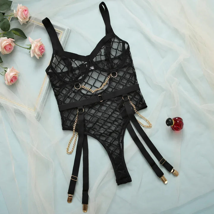 Macie™ - Chain Accent Bodysuit Lingerie